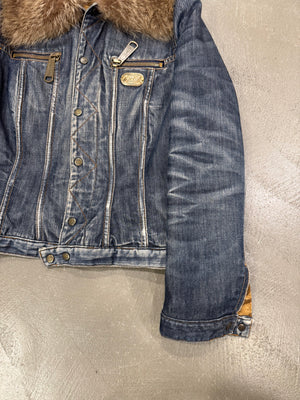 2001 Dolce & Gabbana real fur denim jacket