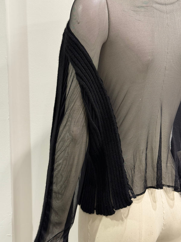 2000s Roberto Cavalli sheer transparent stripes knit