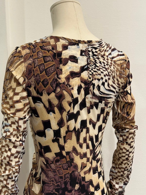 2003 Roberto Cavalli geometric psychedelic dress