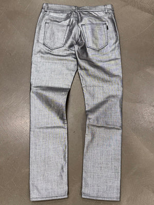 2018 Saint Laurent “D02” metallic silver slim fit pants