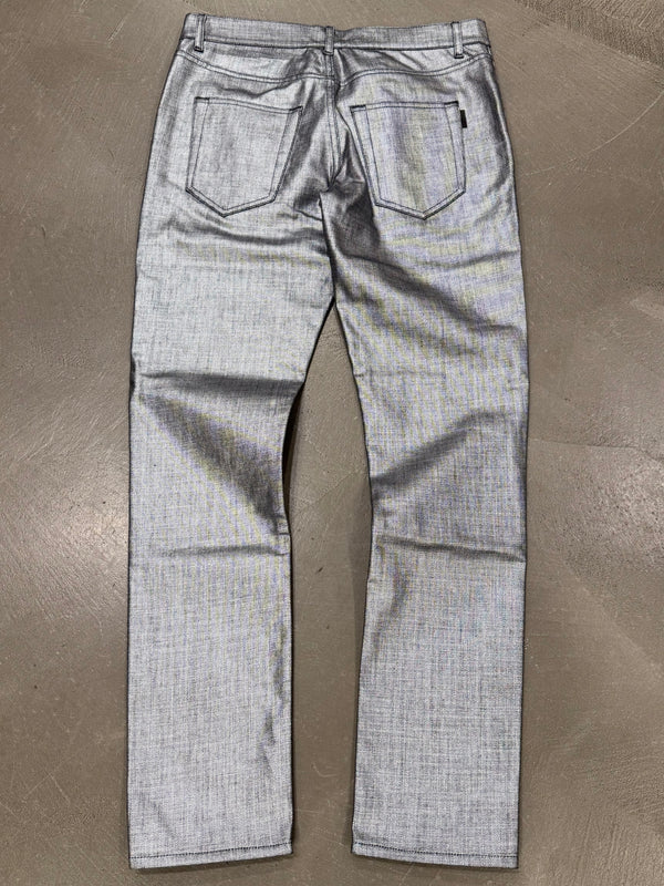 2018 Saint Laurent “D02” metallic silver slim fit pants