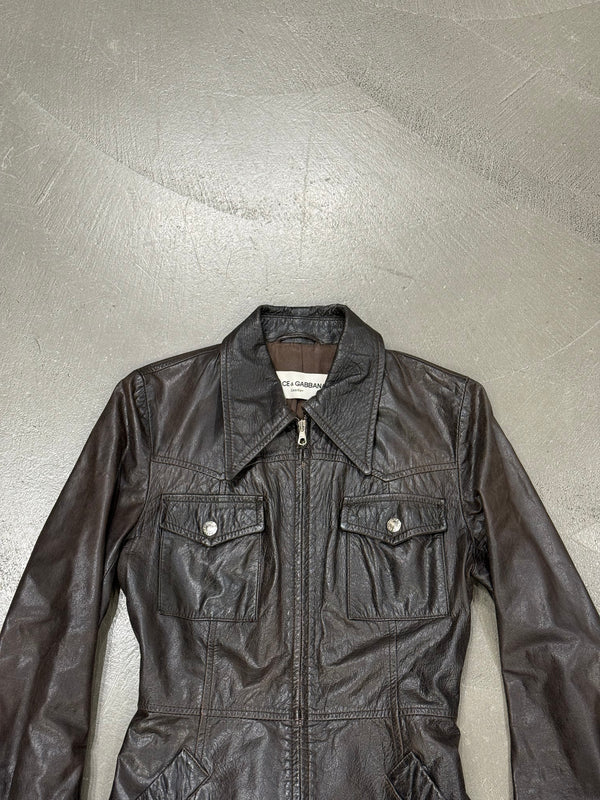 1990s Dolce & Gabbana leather belted coat