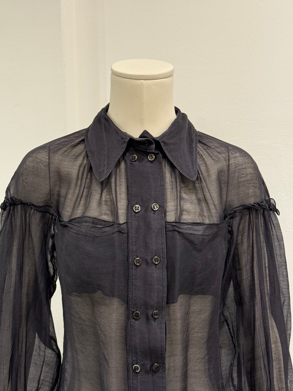 2000s Yves Saint Laurent Rive Gauche by Tom Ford sheer blouse