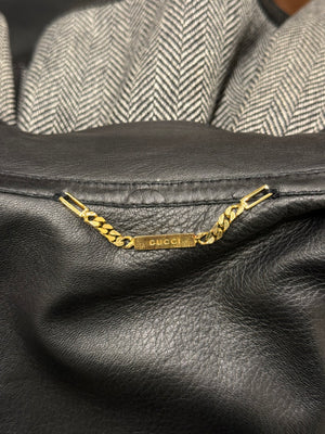 A/W2000 Gucci by Tom Ford runway set leather trip jacket & skirt