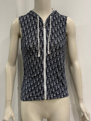 S/S2002 Christian Dior by Galliano monogram zipped vest with hoodie