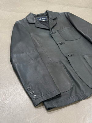 2000s Armani leather blazer jacket