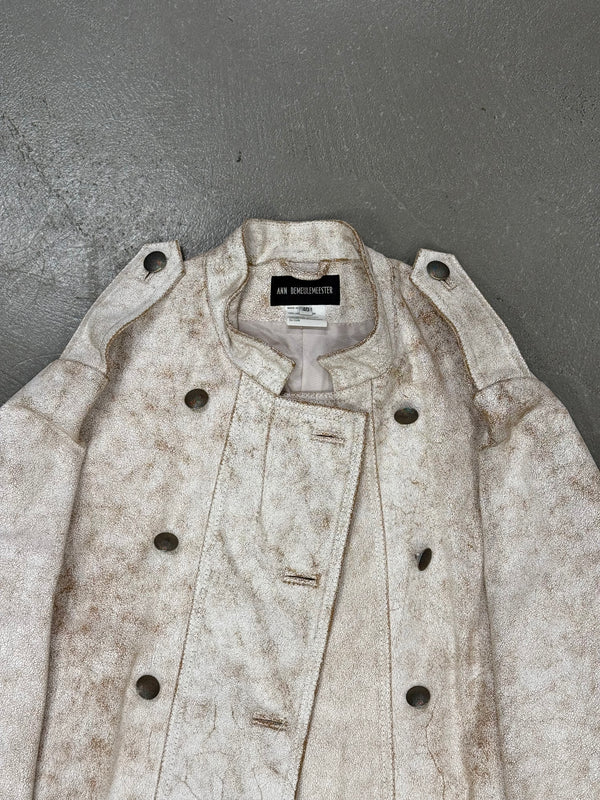 S/S2002 Ann Demeulemeester runway cracked leather napoleon military jacket