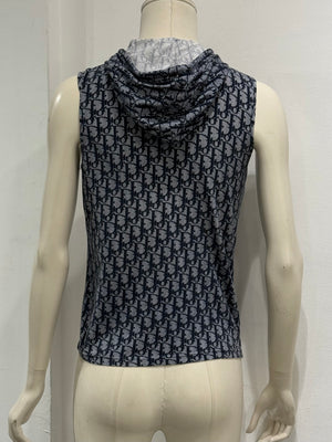 S/S2002 Christian Dior by Galliano monogram zipped vest with hoodie