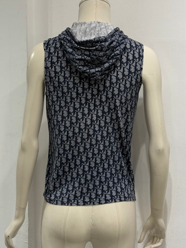 S/S2002 Christian Dior by Galliano monogram zipped vest with hoodie