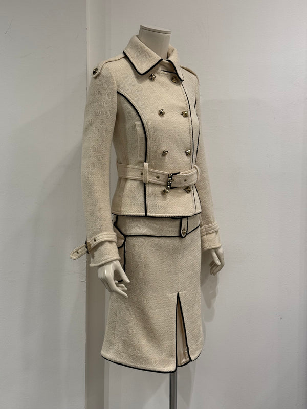 2000s Roberto Cavalli tweed set jacket & skirt