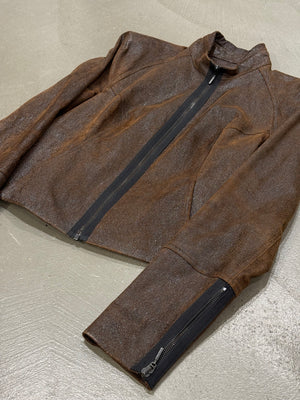 2000s Plein Sud distressed leather jacket