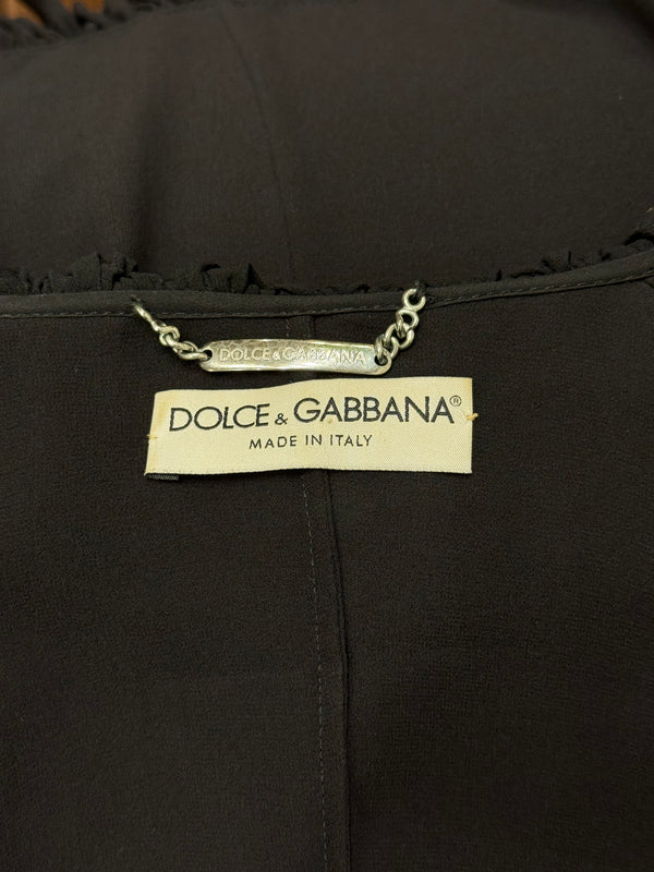 1990s Dolce & Gabbana ruffle trim silk jacket