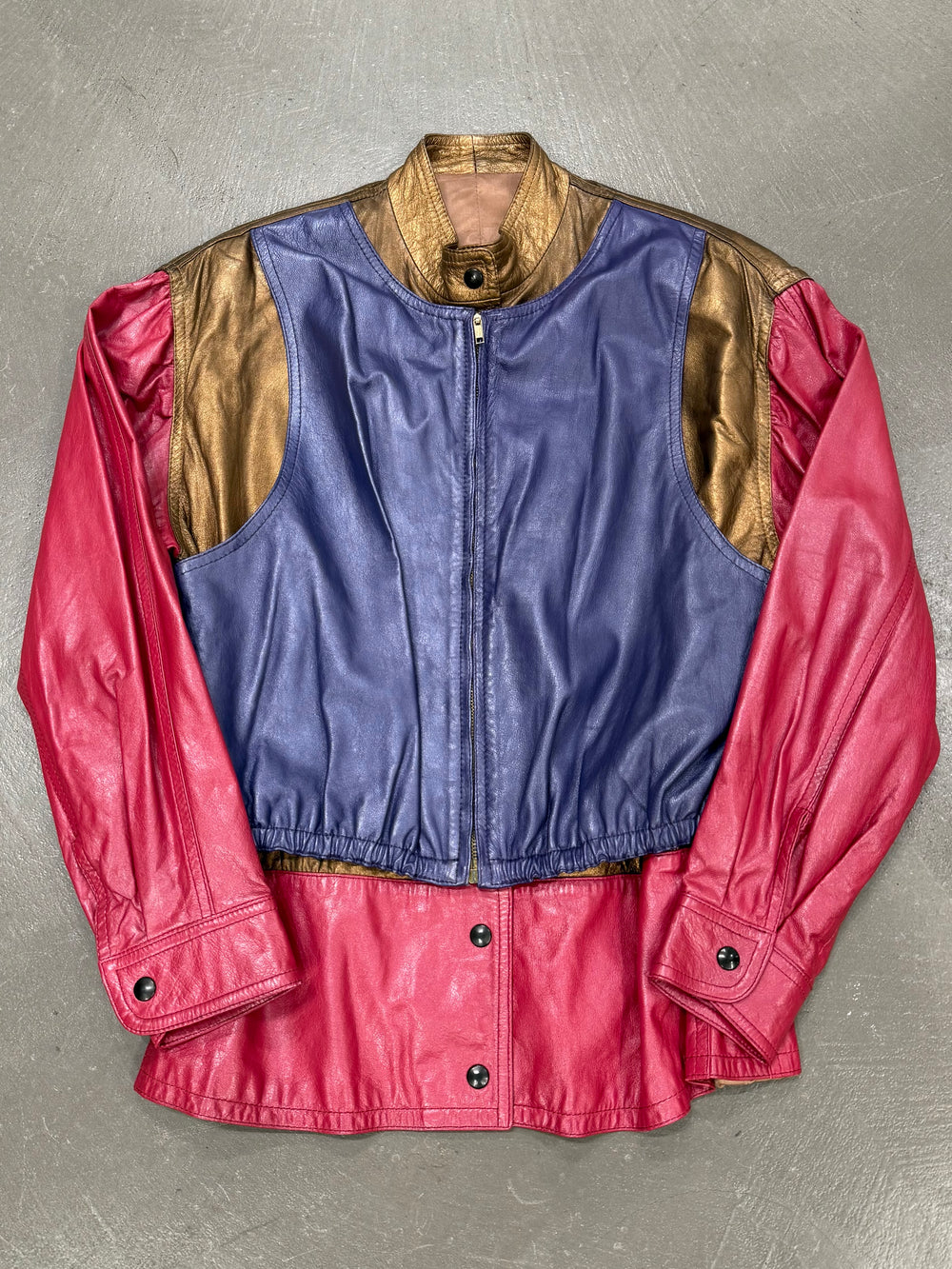 1980s Giorgio Armani panelled leather bomber jacket