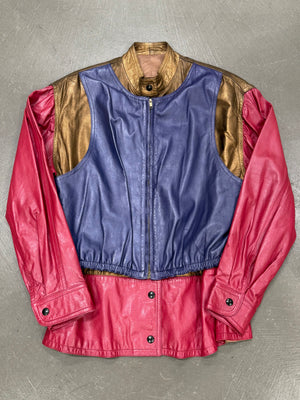 1980s Giorgio Armani panelled leather bomber jacket