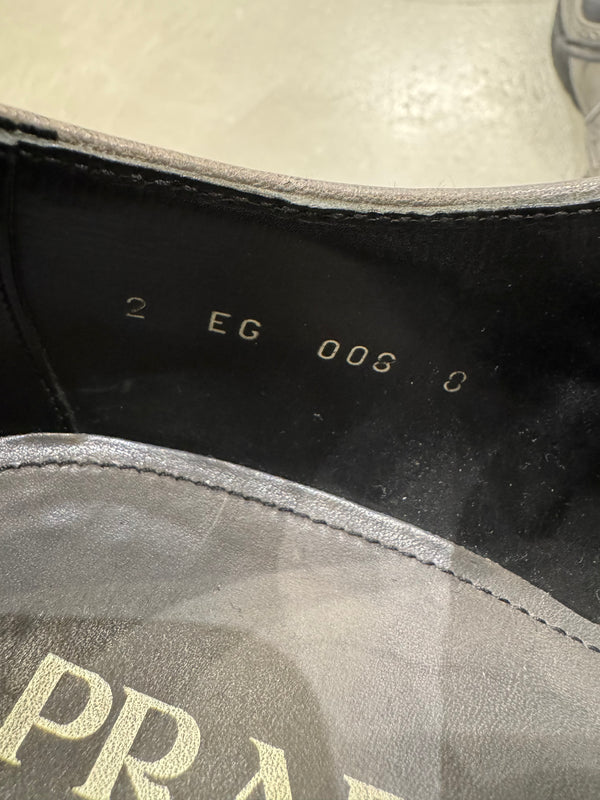 2000s Prada grey leather derby shoes