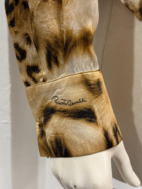 2000s Roberto Cavalli silk leopard-print Shirt