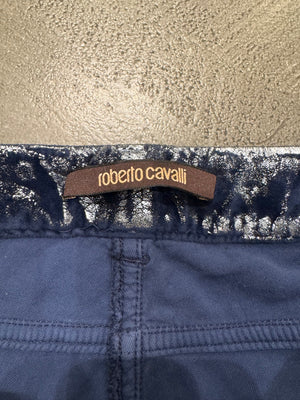 Roberto Cavalli waxed silver pants