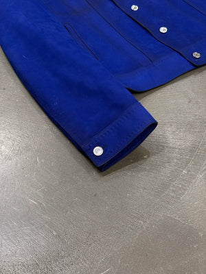2010s Berluti electric blue trucker leather jacket