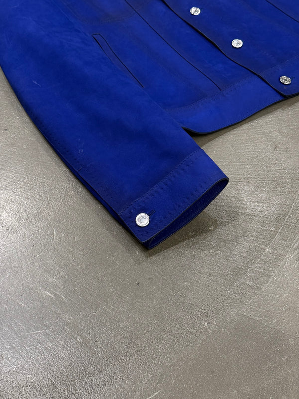 2010s Berluti electric blue trucker leather jacket