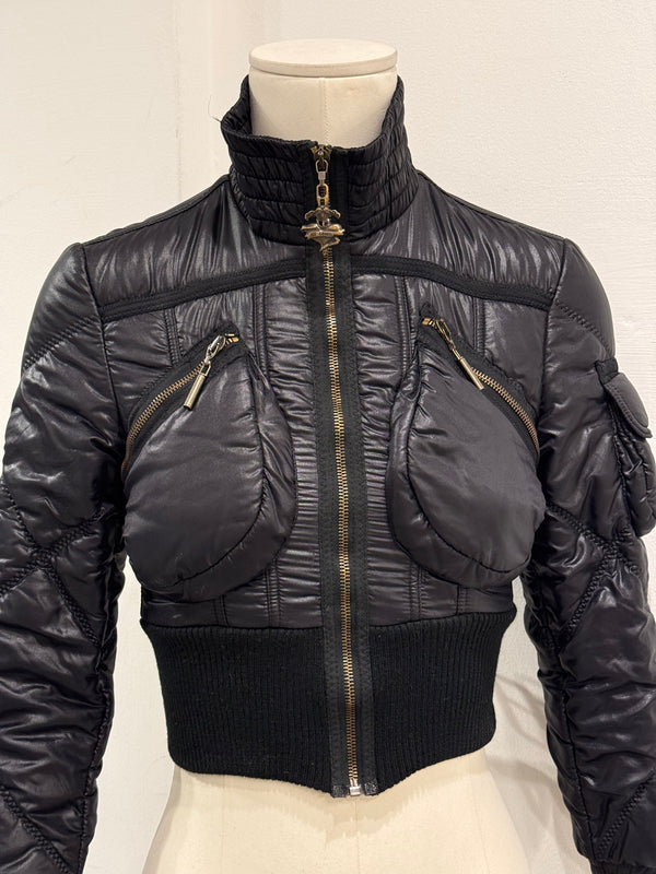 2000S Cavalli ultra-cropped cargo puffer jacket