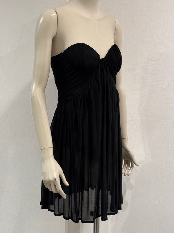 S/S2005 Alexander McQueen strapless draped chiffon mini dress