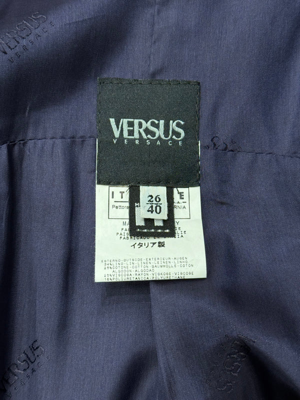 2000s Versace textured strap-detail bondage fitted blazer