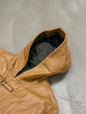 A/W1999 Prada runway leather hooded duffle coat