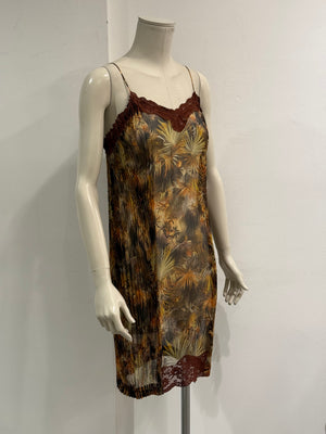 1990s Jean Paul Gaultier tropical mesh lace-trim dress