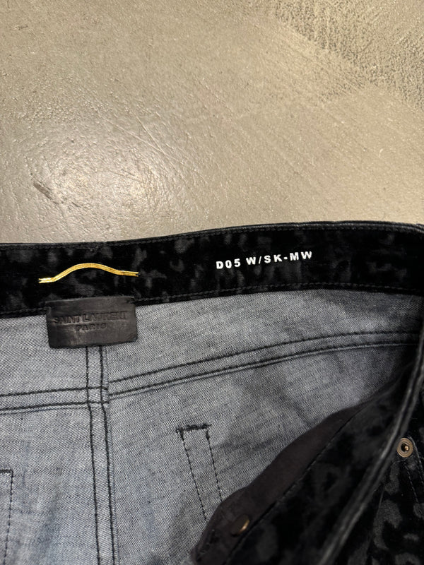 2018 Saint Laurent PARIS leopard velvet pants