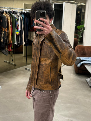 A/W 2005 Roberto Cavalli eroded faded leather jacket