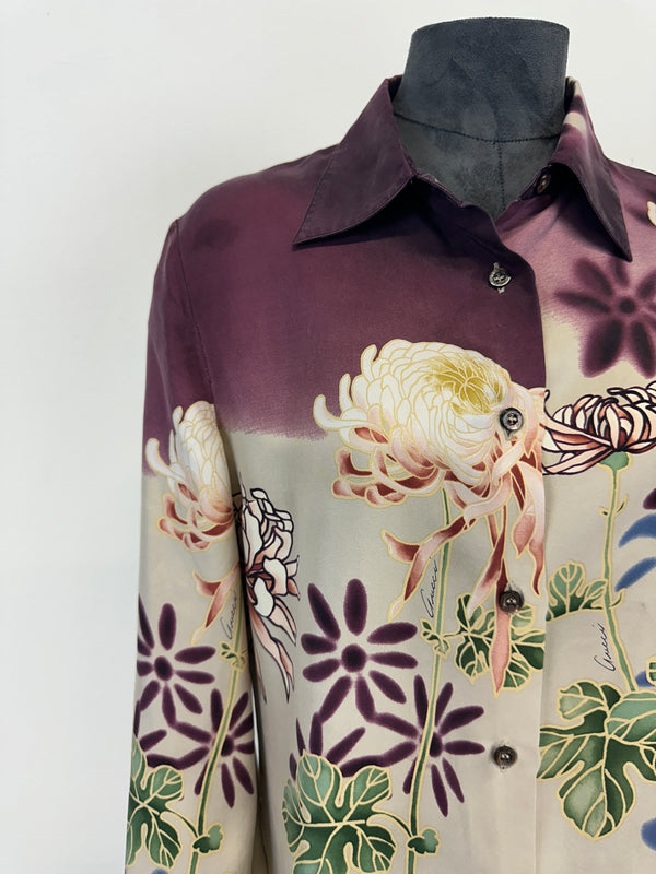 SS2001 Gucci by Tom Ford Chrysanthemum silk shirt