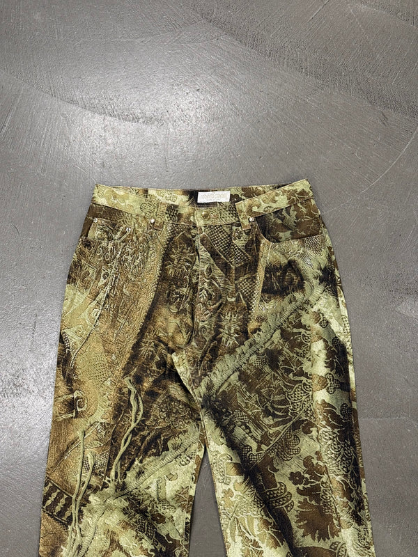 2000s Roberto Cavalli print embellished jeans