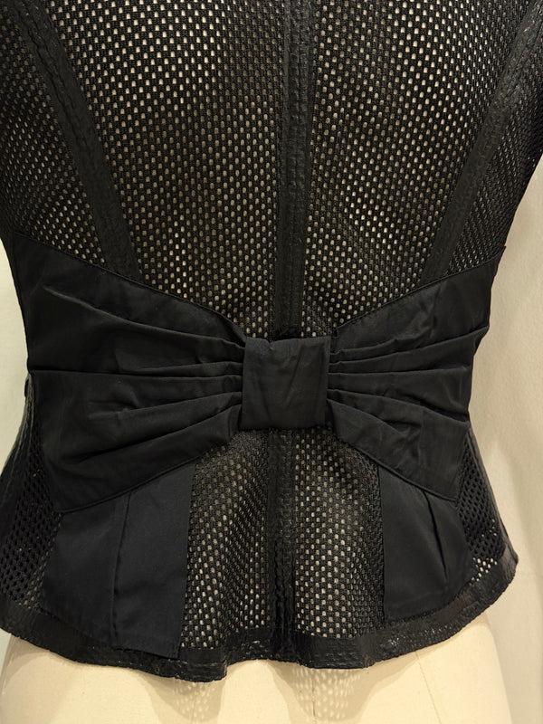 2000s Valentino mesh puff-sleeve top
