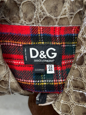 2000s Dolce & Gabbana faux crocodile leather jacket