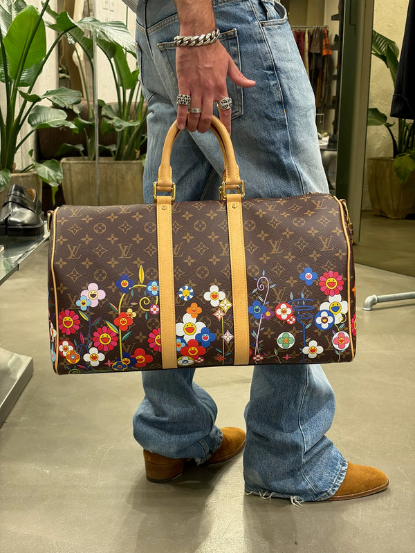 2021 Louis Vuitton x Takashi Murakami monogram Keepall Bandouliere 45