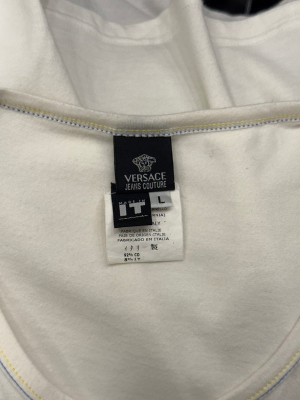 2000s Versace embellished stones cross tank top