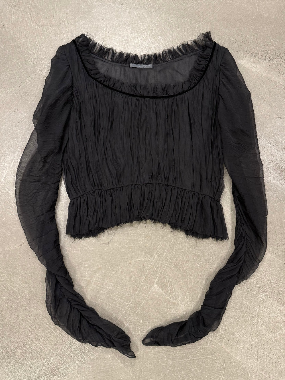 A/W2002 Alexander McQueen runway sheer silk peplum top