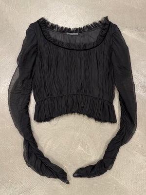 A/W2002 Alexander McQueen runway sheer silk peplum top