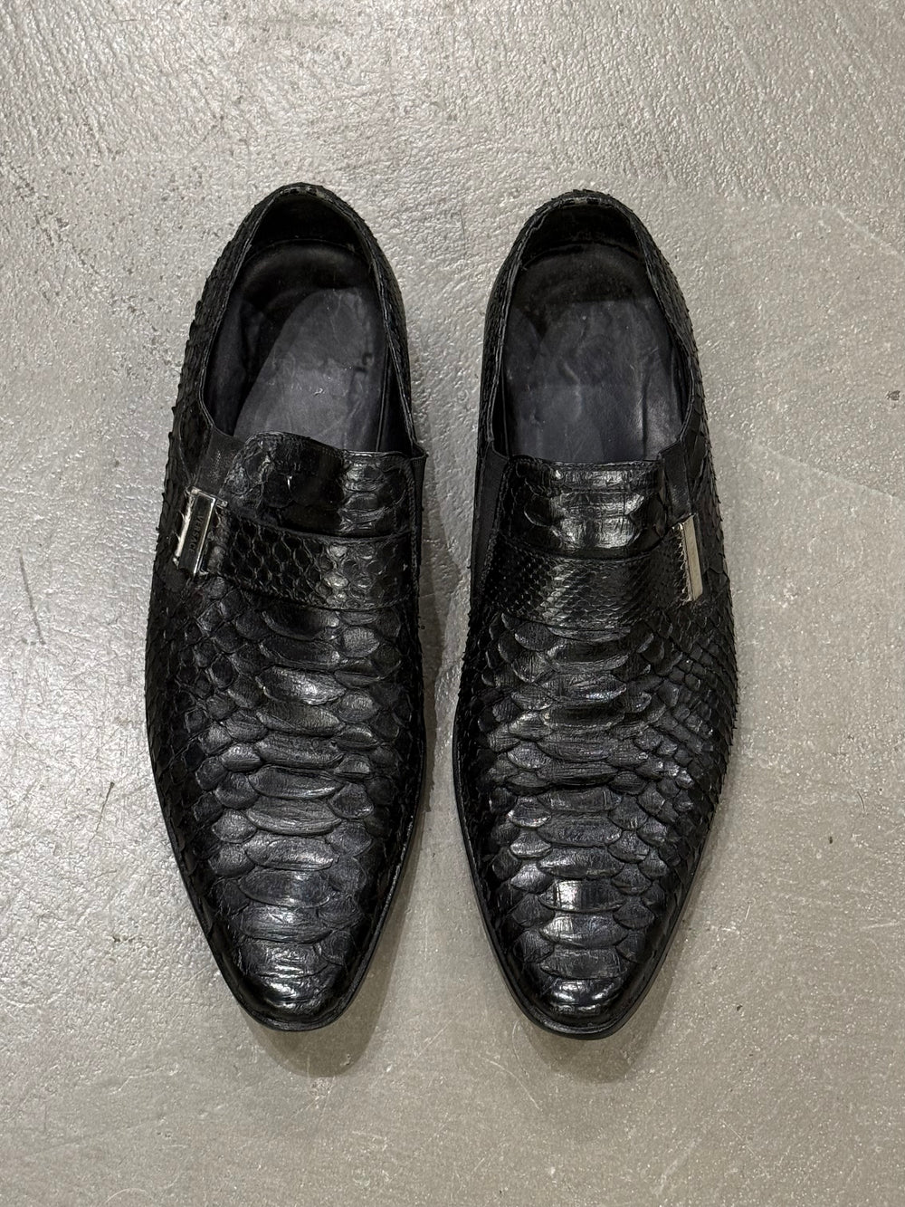 2000s Versace python loafers