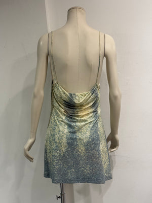 1999 Roberto Cavalli abstract print cowl neck mini dress