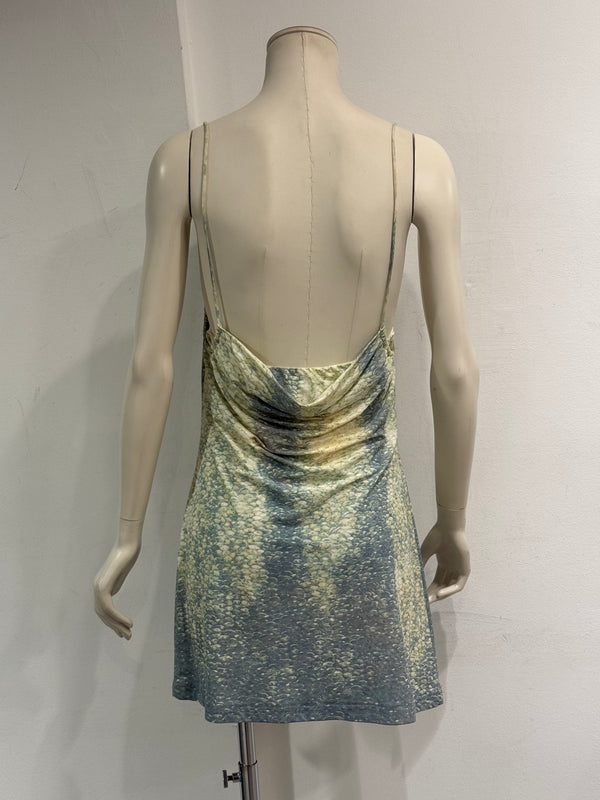 1999 Roberto Cavalli abstract print cowl neck mini dress