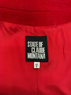 1980s Claude Montana red cropped jacket