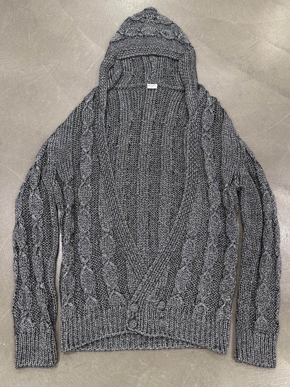 2022 Saint Laurent cable knit hooded cardigan