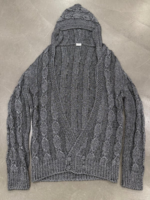 2022 Saint Laurent cable knit hooded cardigan