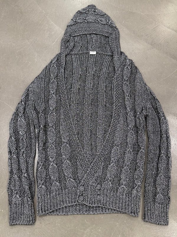 2022 Saint Laurent cable knit hooded cardigan