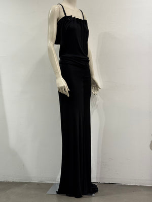 2000s Plein Sud buttons cowl-neck long evening dress