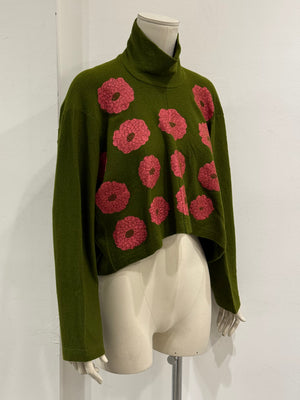 A/W1996 Comme des Garçons floral appliqué cropped knit