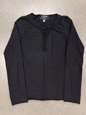 2000s Jean Paul Gaultier black top with lace-up detail