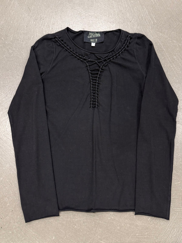 2000s Jean Paul Gaultier black top with lace-up detail