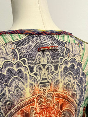 1990s Jean Paul Gaultier mesh print set top & skirt
